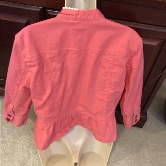 Size 14 Ruby Rd. Coral denim front zip jacket - Picture 5 of 8